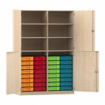 Flexeo Schrank, 32 kleine Boxen, 6 Fcher, Mittelwand, 4 Halbtren