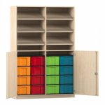 Flexeo Schrank, 6 Schrgablagen, 16 groe Boxen, 2 Halbtren