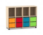 Flexeo Regal, 4 Reihen, 8 groe Boxen, 4 Fcher oben