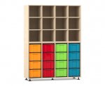 Flexeo Regal, 4 Reihen, 16 groe Boxen, 12 Fcher oben
