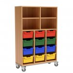 Conen Schrank mit 12 hohen Schben und 4 Fcher oben, fahrbar