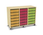 Flexeo Regal, 3 Reihen, 18 kleine Boxen, Mittelwand