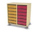 Flexeo Regal, 2 Reihen, 12 kleine Boxen, Mittelwand