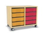 Flexeo Regal, 2 Reihen, 8 kleine Boxen, Mittelwand