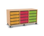 Flexeo Regal, 3 Reihen, 12 kleine Boxen, Mittelwand
