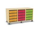 Flexeo Regal, 3 Reihen, 12 kleine Boxen, Mittelwand